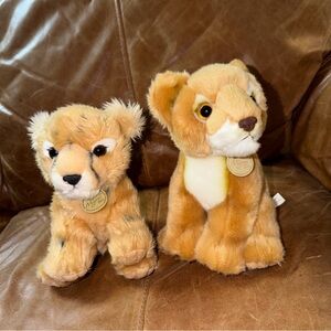 Set of 2 NWOT Miyoni by Aurora Cougar (Mountain Lion) & Lion Cub Stuffed Animals
